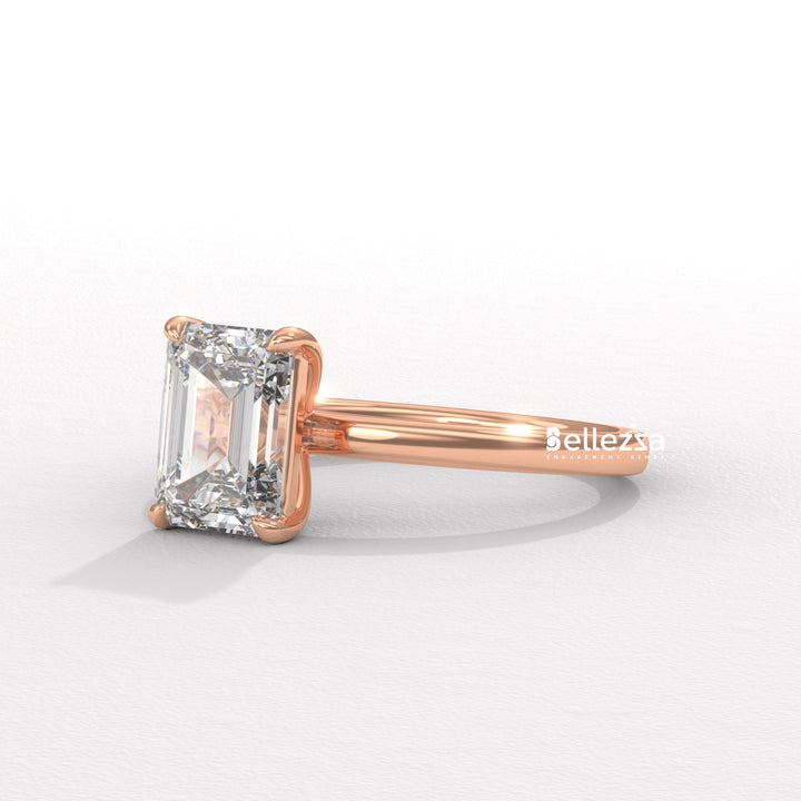 1.0-2.0CT Emerald Diamond Solitaire Setting Lab Grown Engagement Ring