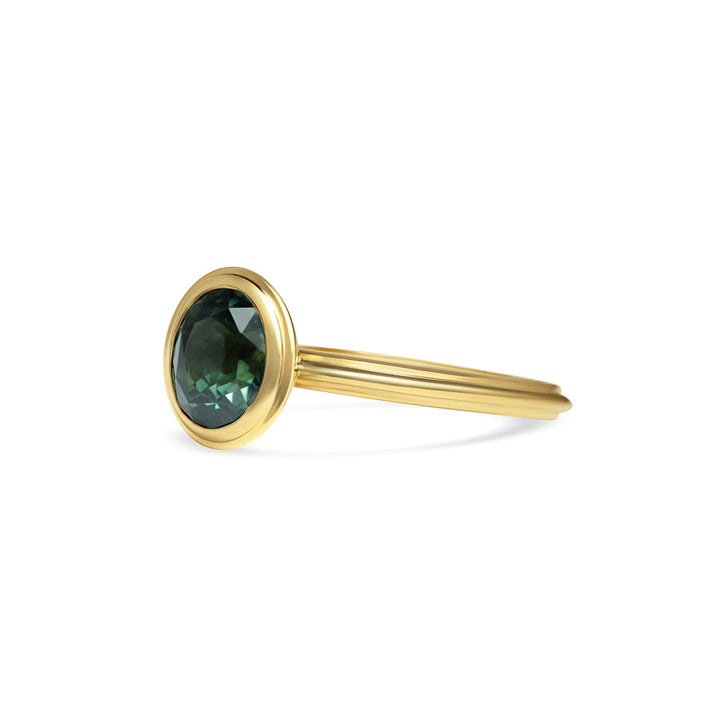 2.0CT Green Oval Sapphire Cut Diamond Bezel Setting Lab Grown Ring