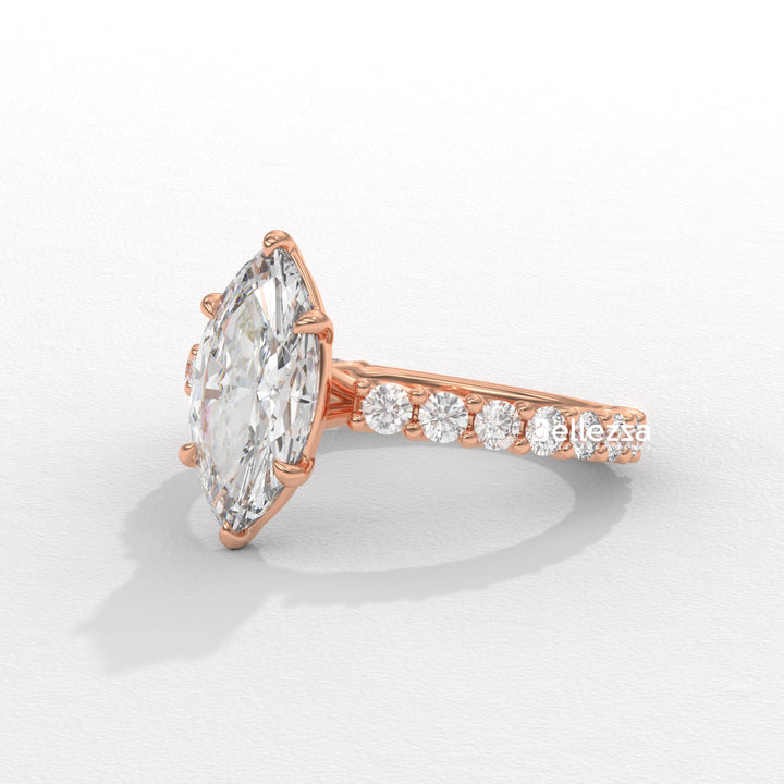 1.50-2.50CT Marquise Cut Pave Setting Lab Grown Engagement Ring