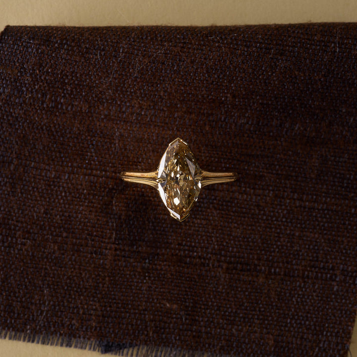 2.50CT Fancy Brown Marquise Diamond Unique Band Lab Grown Engagement Ring