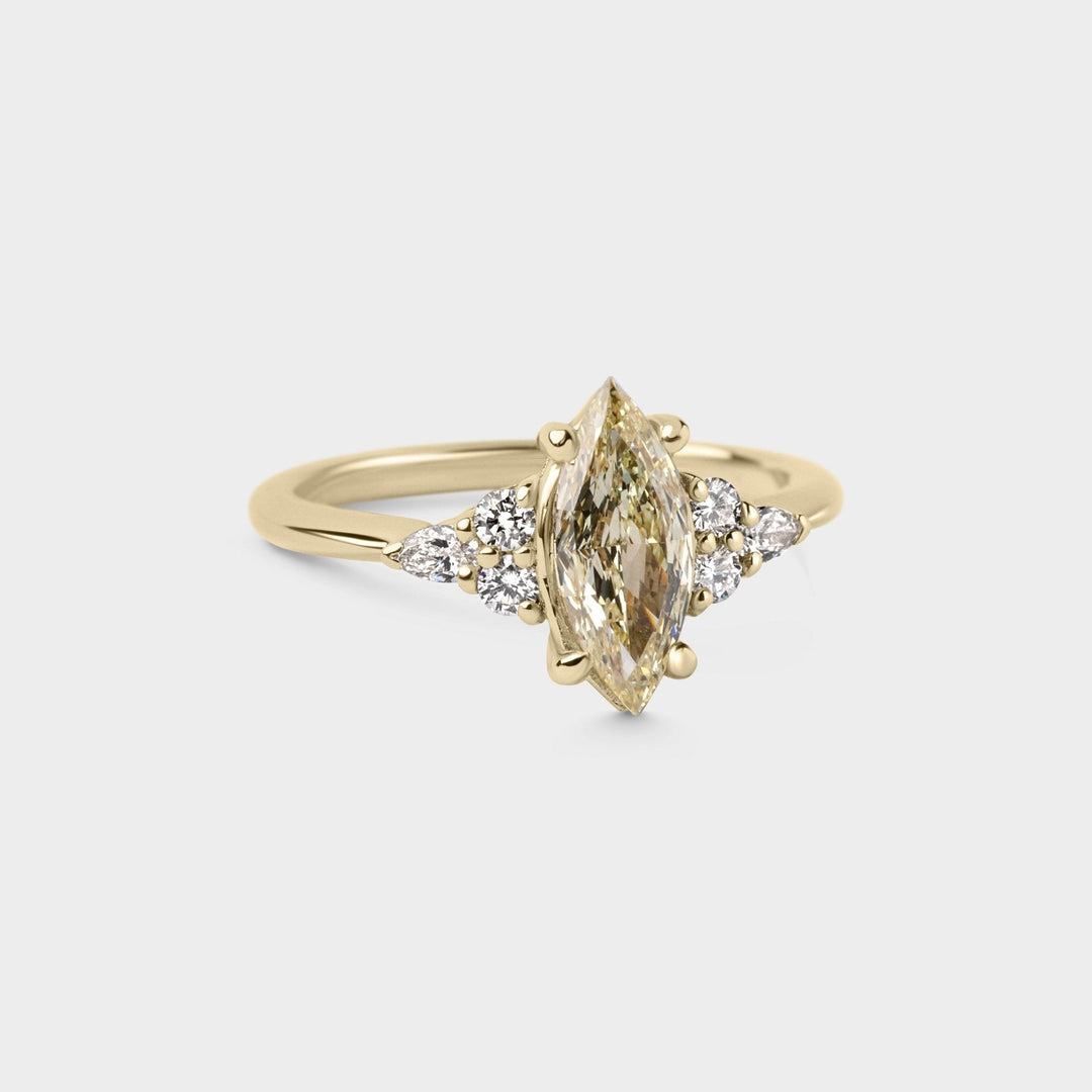 1.0CT Warm White Marquise Diamond Cluster Setting Lab Grown Engagement Ring