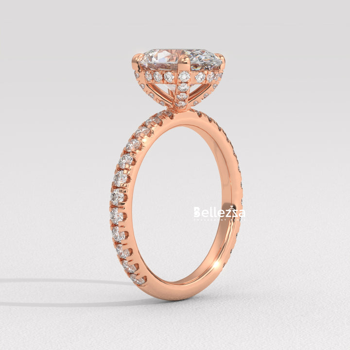 1.50-2.50CT Oval Cut CVD Diamond Pave Setting Engagement Ring