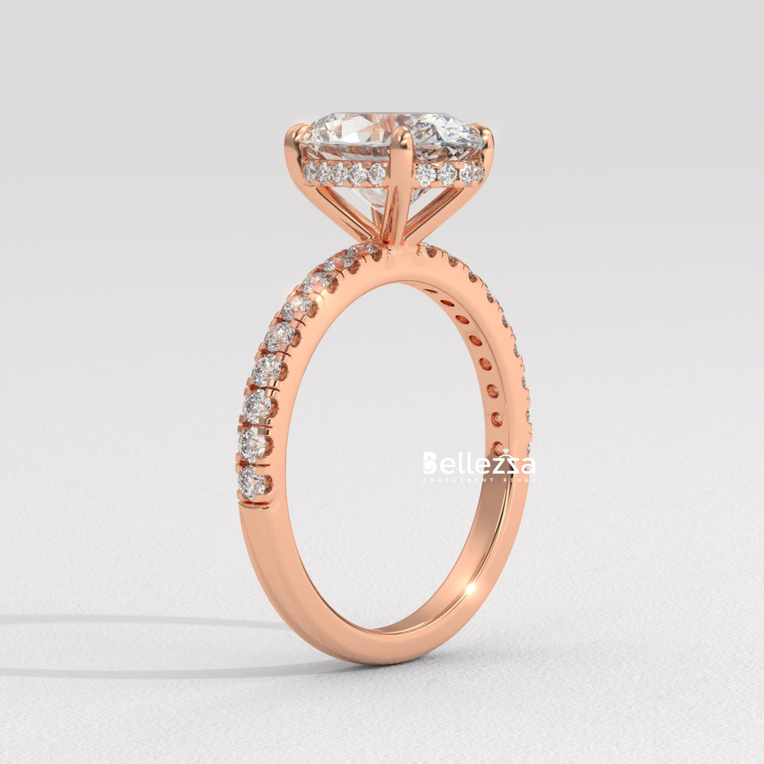 1.50-2.50CT Oval Diamond Pave Setting Lab Grown Engagement Ring