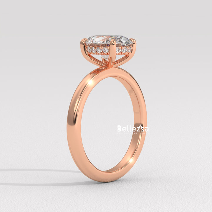 1.0-2.0CT Oval Cut Hidden Halo Lab Grown Engagement Ring