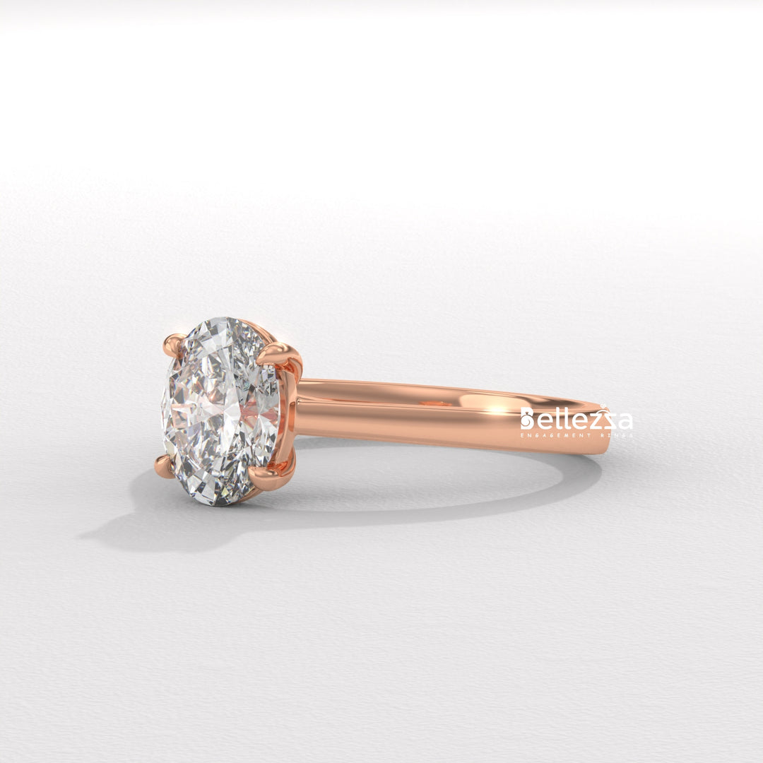 1.0-2.0CT Oval Diamond Solitaire Setting Lab Grown Engagement Ring