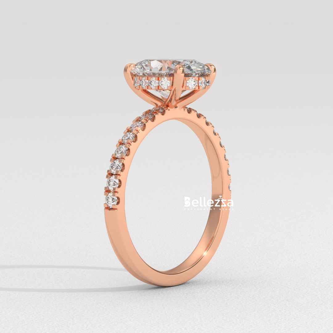 1.50-2.50CT Oval Diamond Hidden Halo Lab Grown Engagement Ring