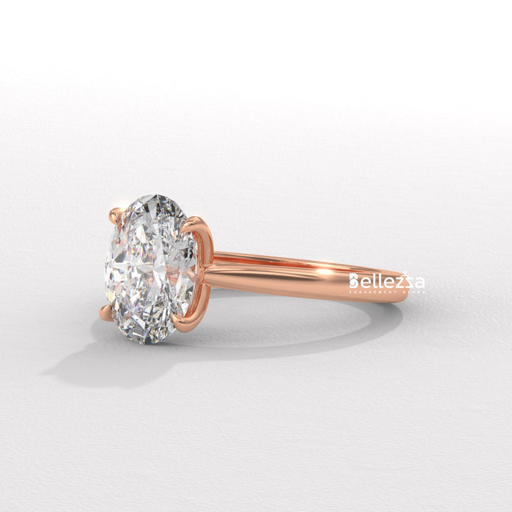 1.0-2.0CT Oval Diamond Solitaire Setting Lab Grown Engagement Ring