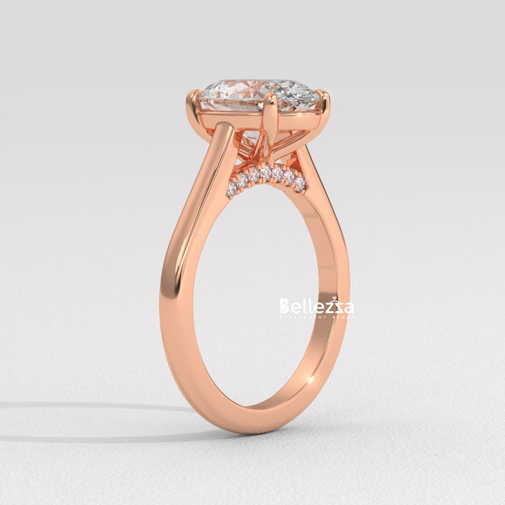 1.50-2.50CT Oval Cut CVD Diamond Hidden Diamond Engagement Ring