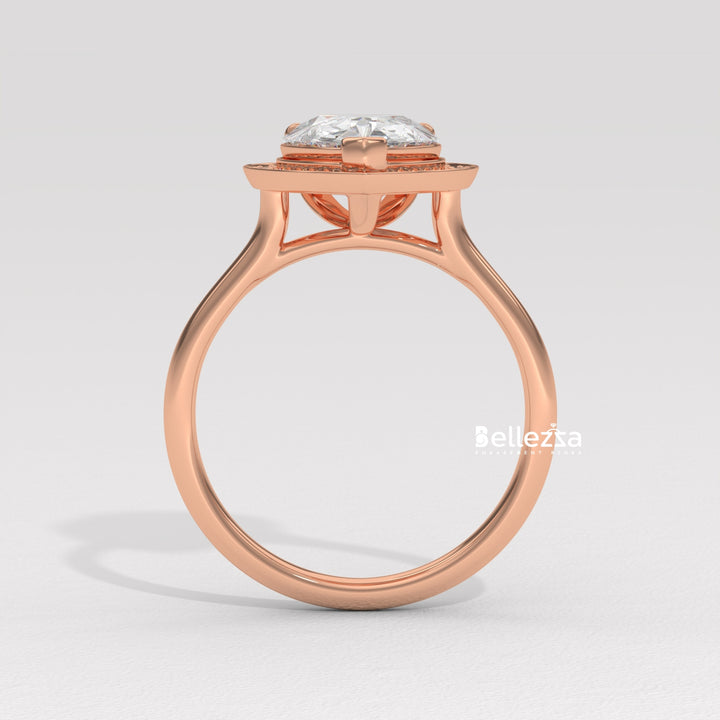 2.0-3.0CT Pear Cut Lab Grown Diamond Halo Setting Engagement Ring