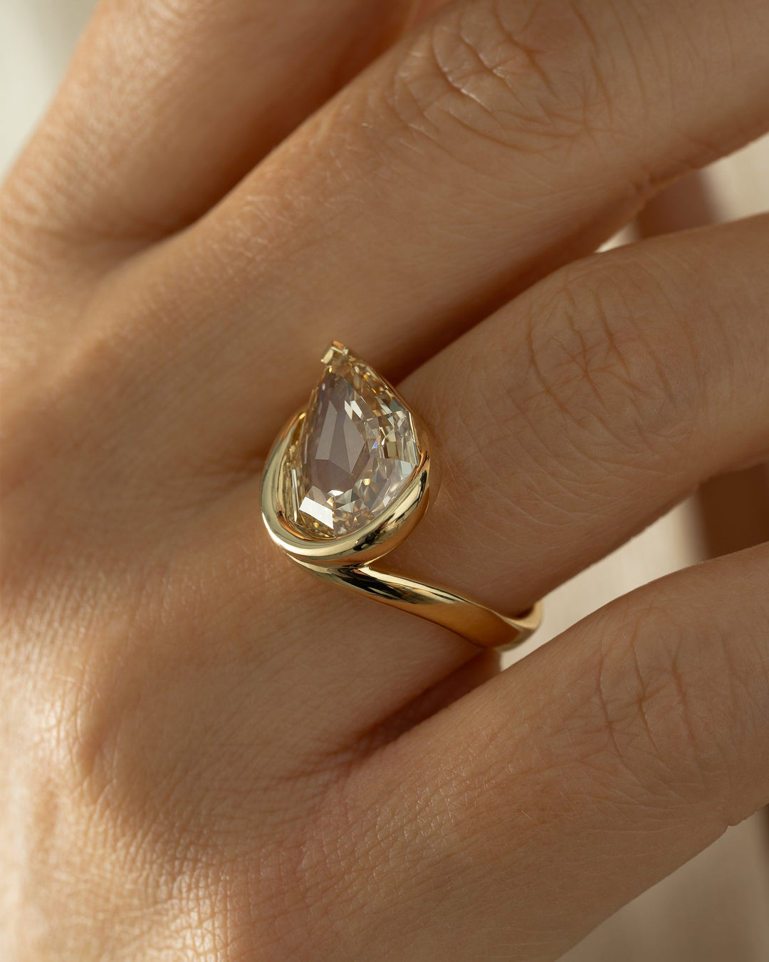 4.50CT Fancy Brown-Yellow Pear Diamond Unique Solitaire Lab Grown Ring