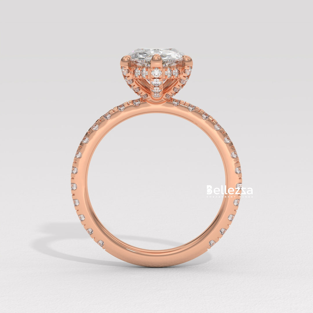 1.50-2.50CT Pear Cut Lab Grown Diamond Pave Setting Engagement Ring