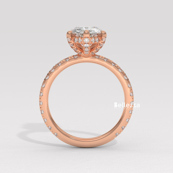 1.50-2.50CT Pear Cut Lab Grown Diamond Pave Setting Engagement Ring