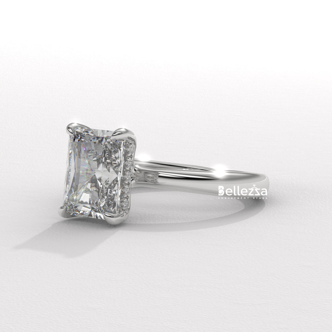 2.0-2.50CT Radiant Cut Hidden Halo Lab Grown Engagement Ring