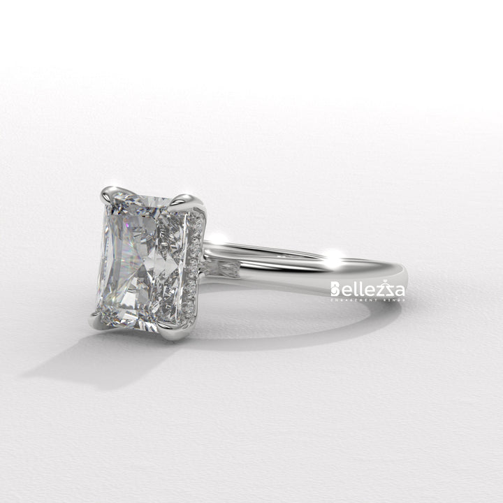 2.0-2.50CT Radiant Cut Hidden Halo Lab Grown Engagement Ring
