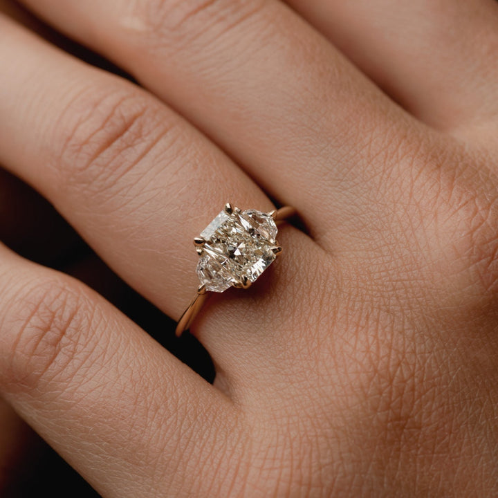 1.0CT Light Fancy Yellow Radiant Cut Cluster Setting Lab Grown Engagement Ring