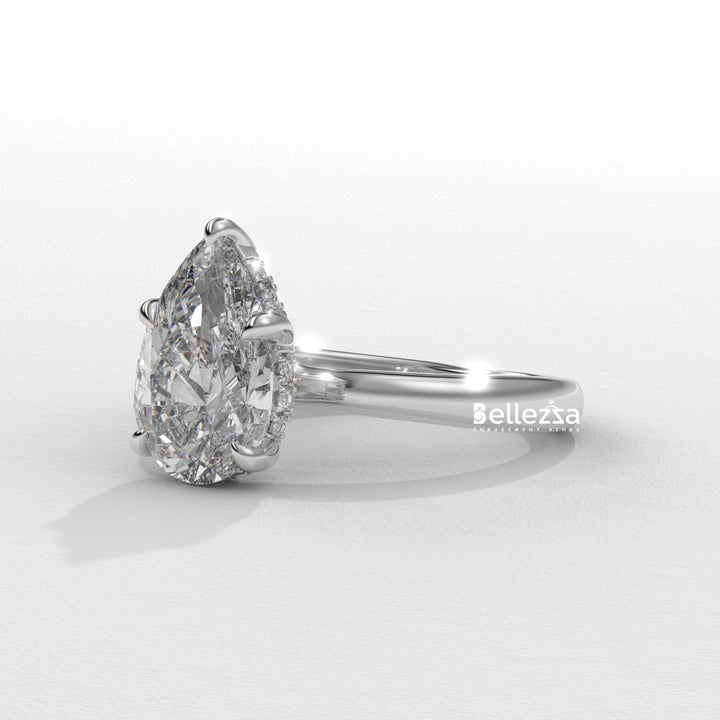 1.50-2.50CT Pear Cut Hidden Halo Lab Grown Engagement Ring