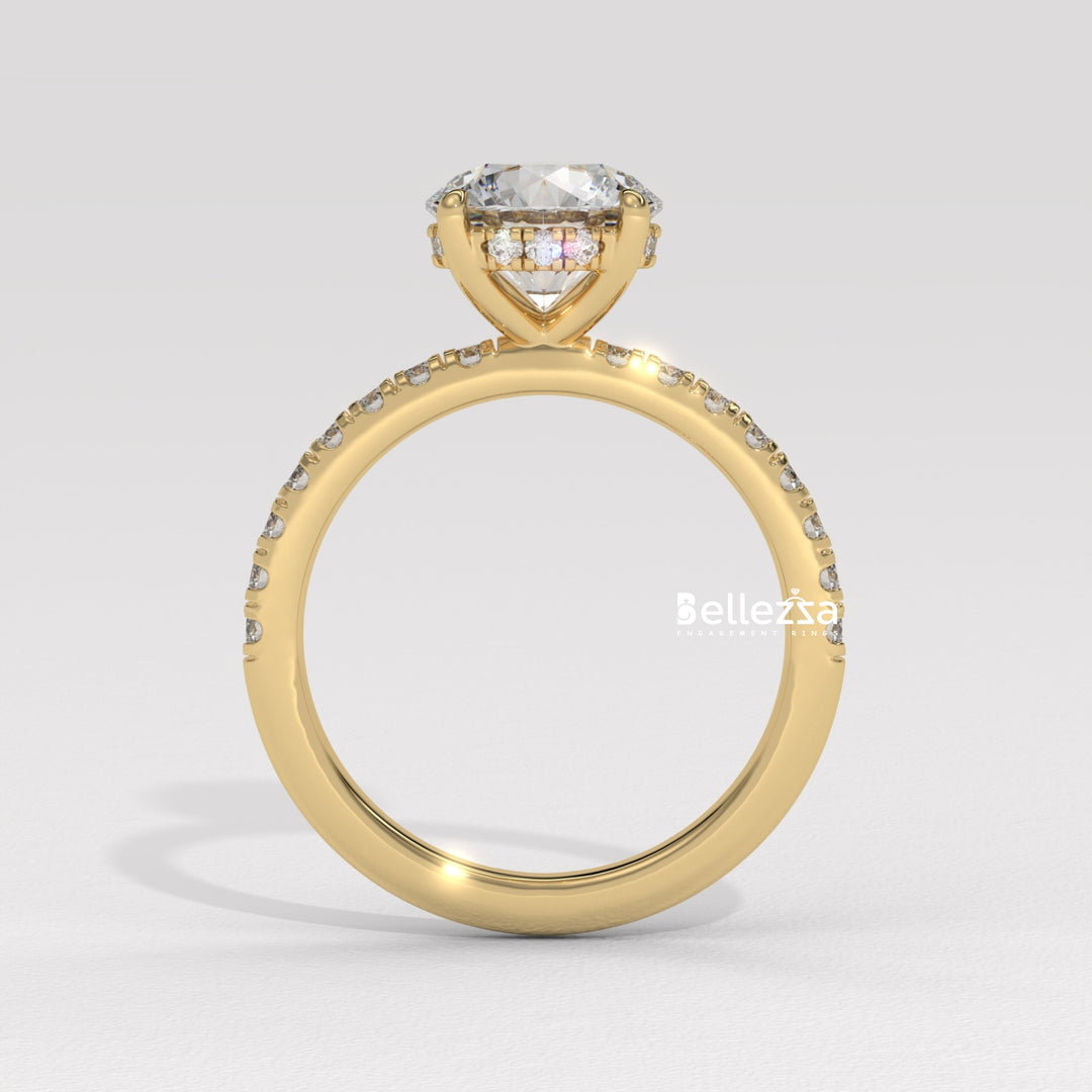 1.50-2.50CT Round Cut Hidden Halo Lab Grown Engagement Ring