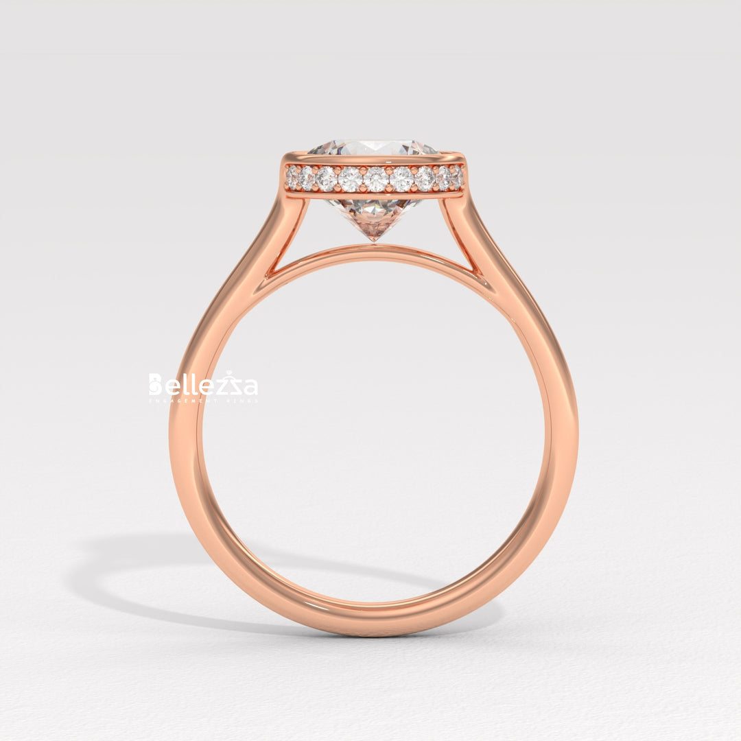 1.50-2.50CT Round Diamond Bezel Setting Lab Grown Engagement Ring