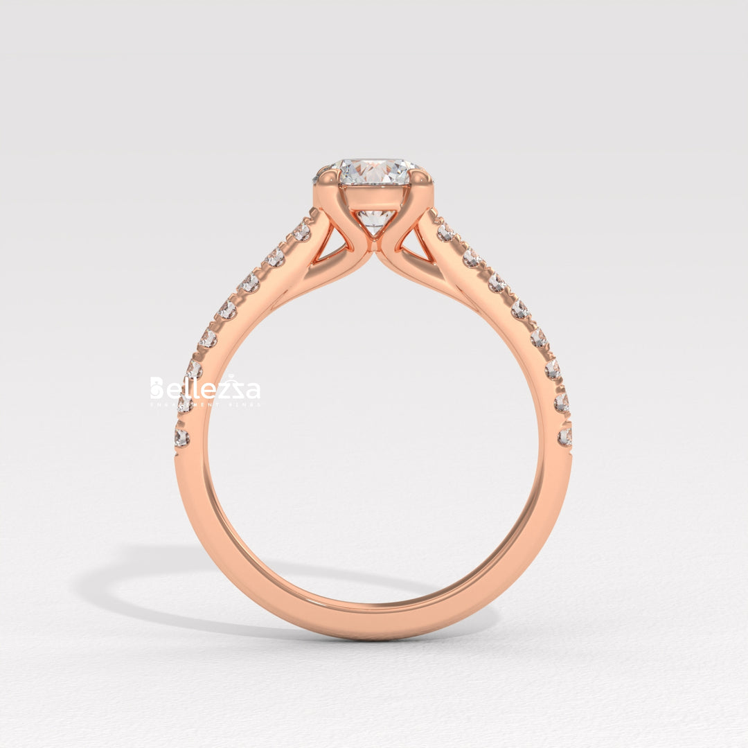 0.50-1.50CT Round Diamond Pave Setting Lab Grown Engagement Ring