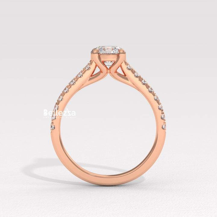 0.50-1.50CT Round Diamond Pave Setting Lab Grown Engagement Ring