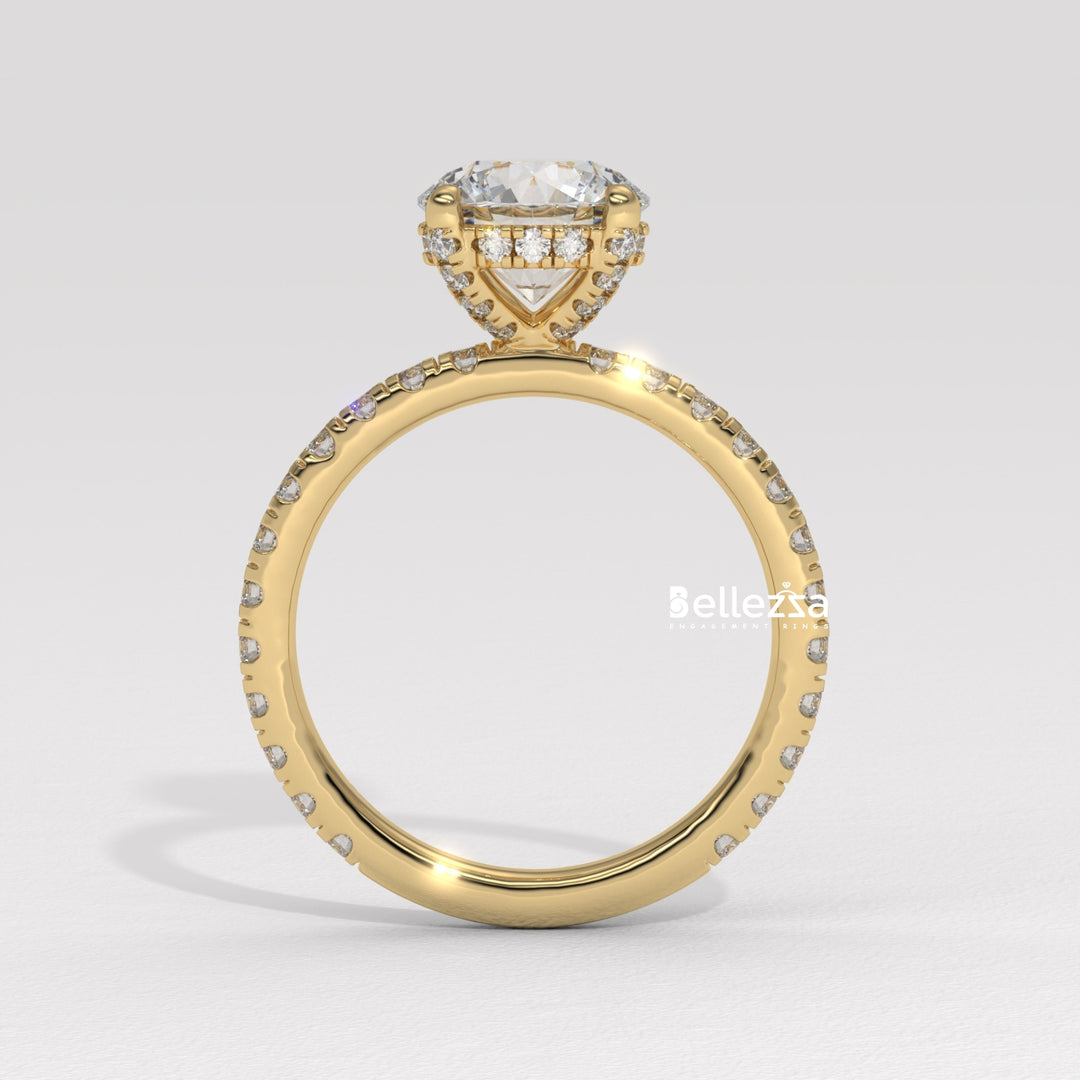 1.50-2.50CT Round Cut Lab Grown Diamond Pave Setting Engagement Ring