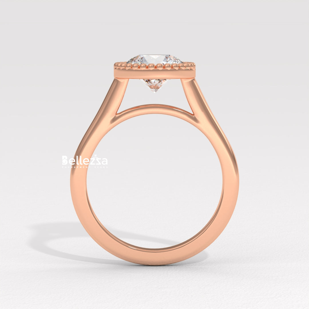 1.0-2.0CT Round Diamond Vintage Bezel Setting Lab Grown Engagement Ring