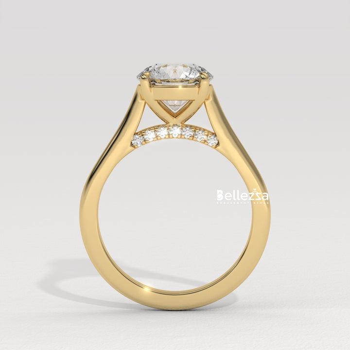 1.0-2.0CT Round Cut Hidden Diamond Lab Grown Engagement Ring