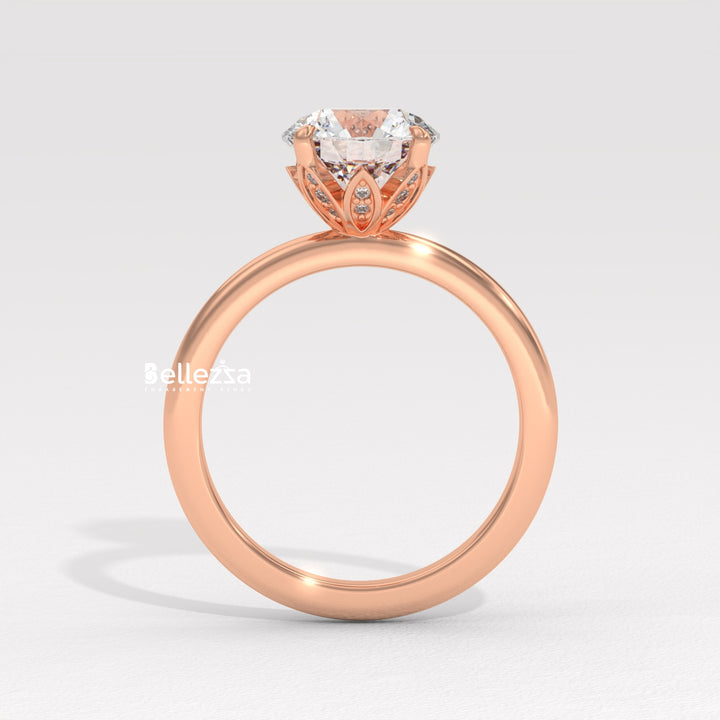1.50-2.50CT Round Cut Hidden Diamond Lab Grown Engagement Ring