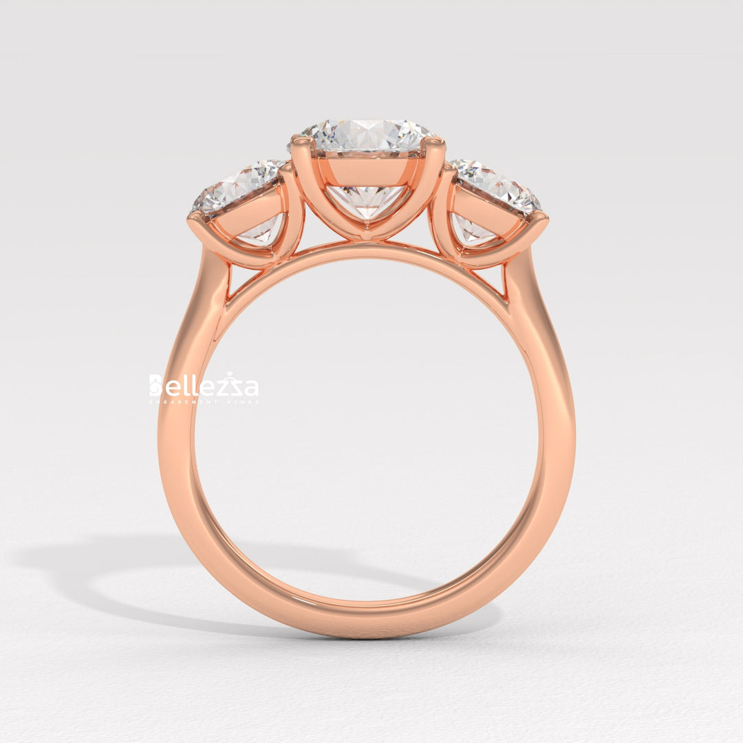 1.50-2.50CT Round Diamond Three Stone Lab Grown Engagement Ring