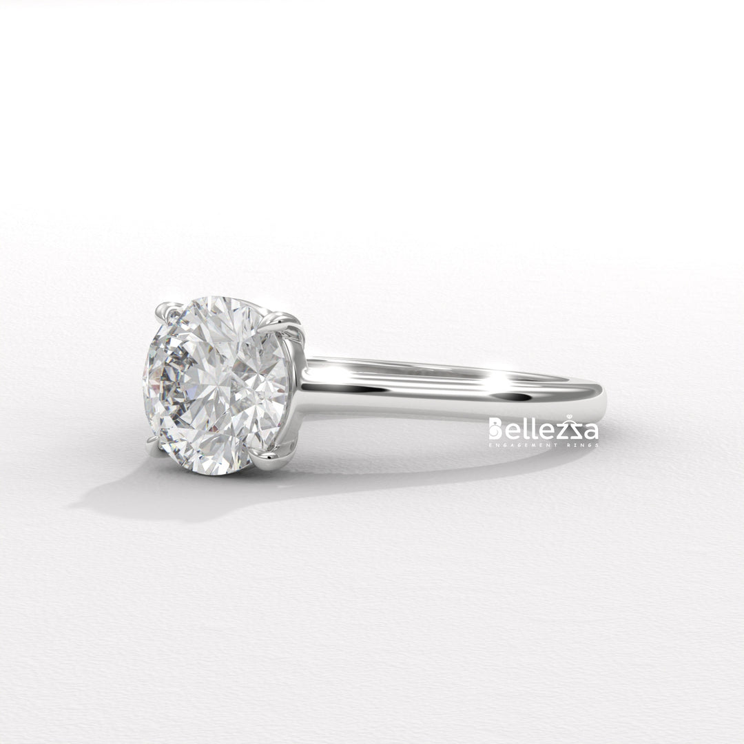 1.0-2.0CT Round Cut Hidden Diamond Lab Grown Engagement Ring