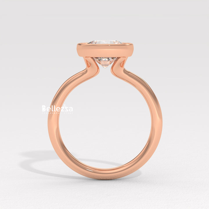 1.50-2.50CT Round Diamond Bezel Setting Lab Grown Engagement Ring