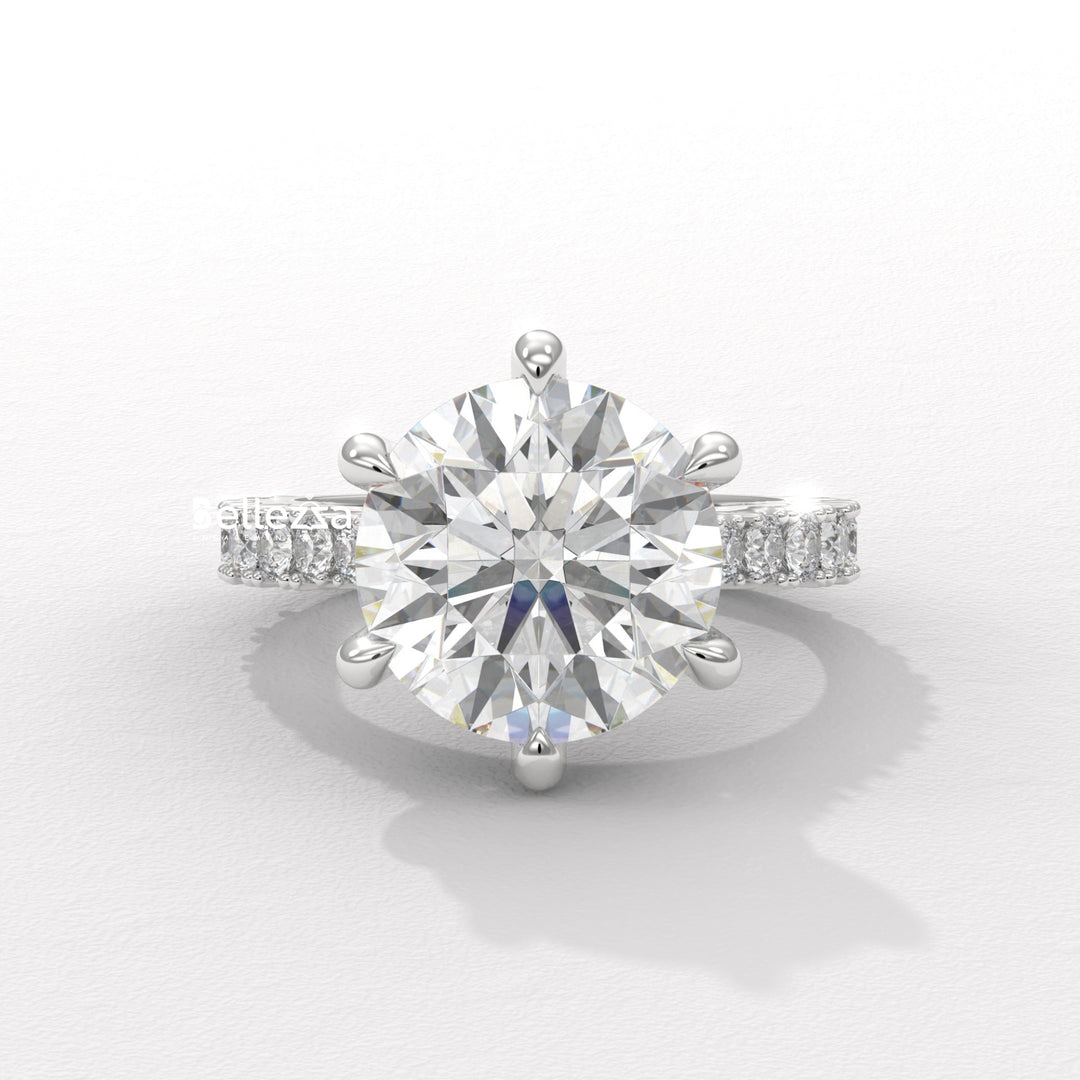 1.50-2.50CT Round Diamond Pave Setting Lab Grown Engagement Ring