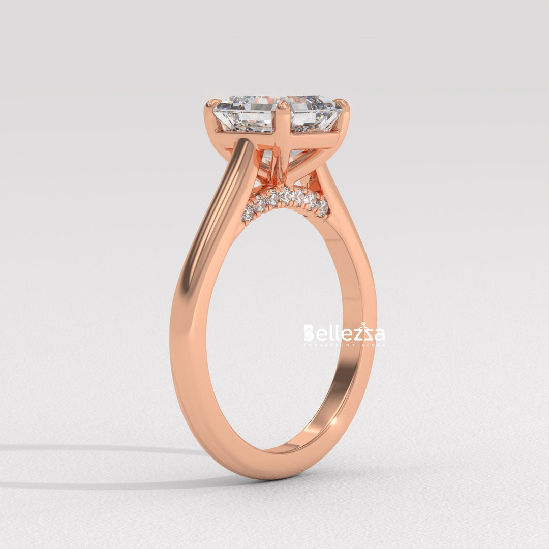 1.0-2.0CT Asscher Cut Solitaire CVD Diamond Engagement Ring