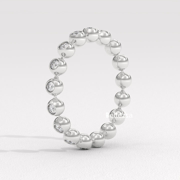 Round Diamond Bezel Setting Eternity Lab Grown Wedding Band