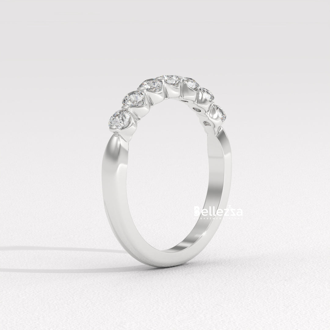 Round Diamond Half Eternity Pave Setting Lab Grown Wedding Band