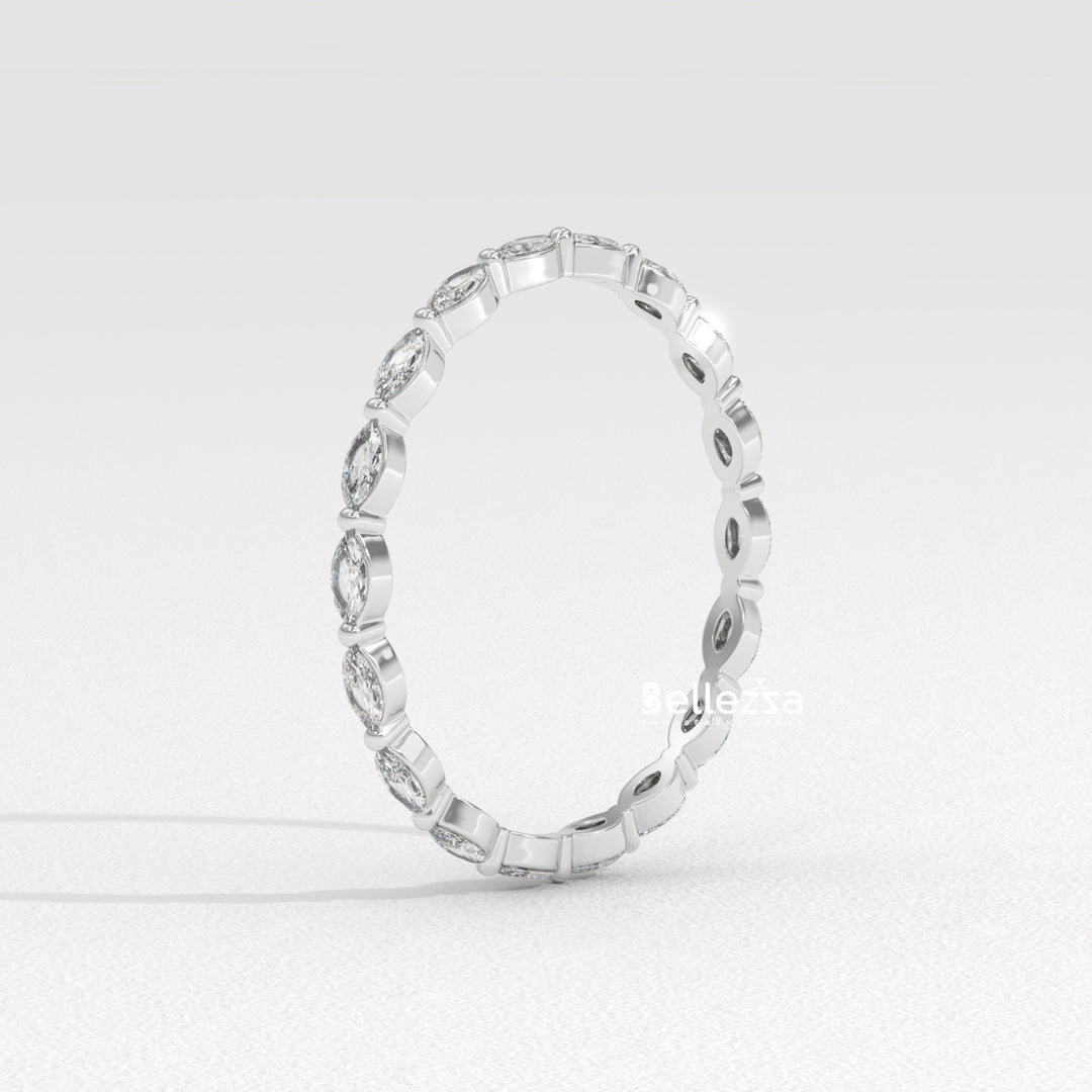 East-West Marquise Diamond Eternity Lab Grown Wedding Band