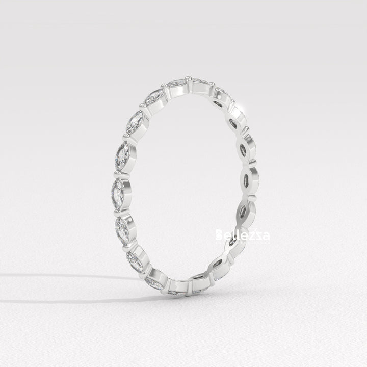 East-West Marquise Diamond Eternity Lab Grown Wedding Band