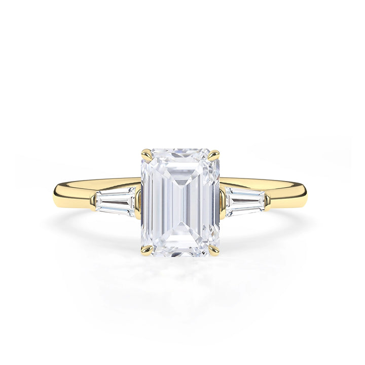 2.0 CT Emerald Cut Three Stone Moissanite Diamond Engagement Ring