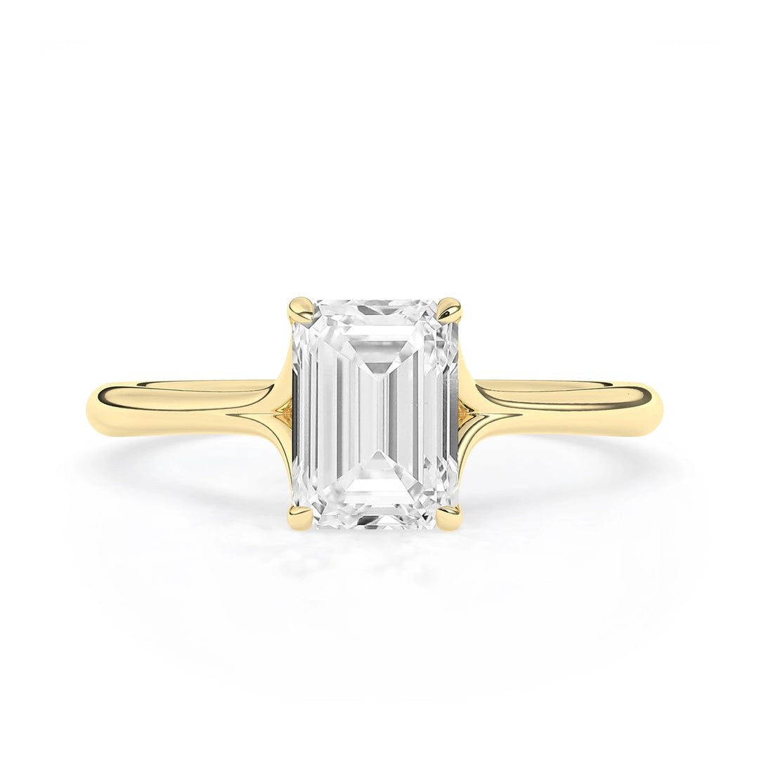 1.0 CT Emerald Cut Solitaire Moissanite Engagement Ring