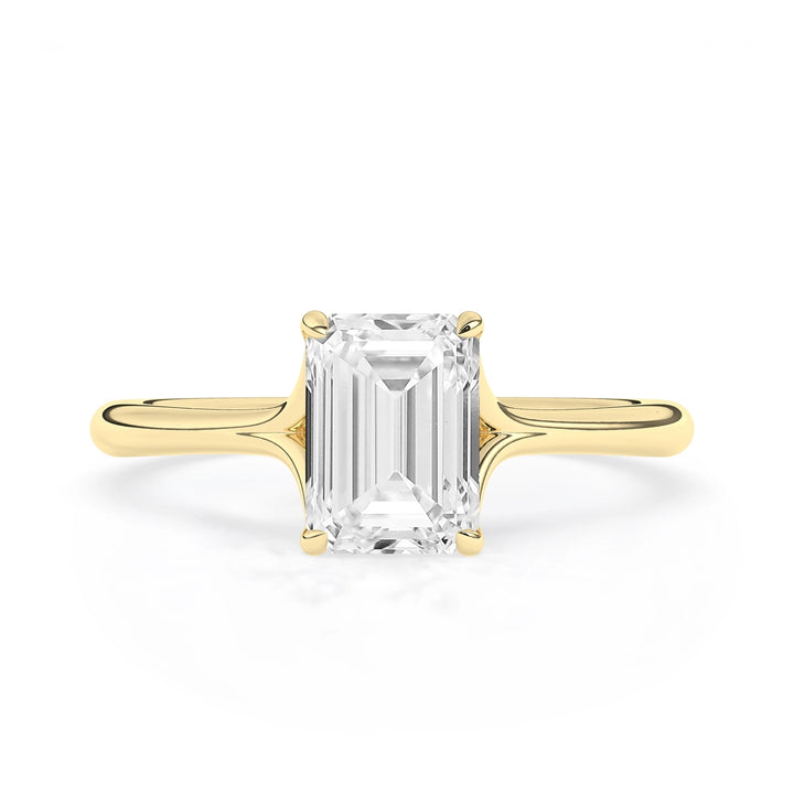 1.0 CT Emerald Cut Solitaire Moissanite Engagement Ring
