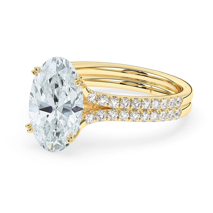3.0 CT Oval Cut Moissanite Diamond Split-Shank Engagement Ring