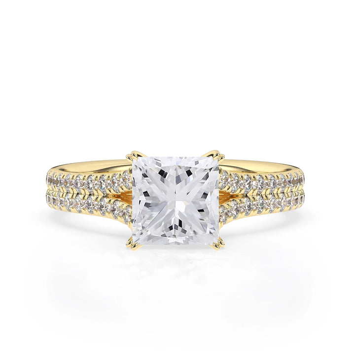 2.0 CT Princess Cut Pear Cut Split Shank Moissanite Engagement Ring