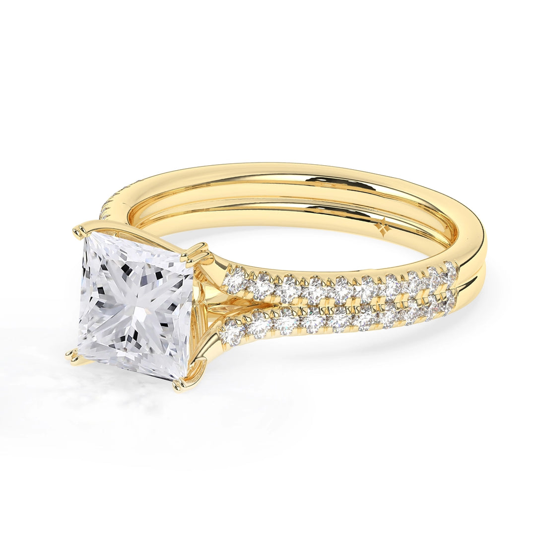 2.0 CT Princess Cut Pear Cut Split Shank Moissanite Engagement Ring