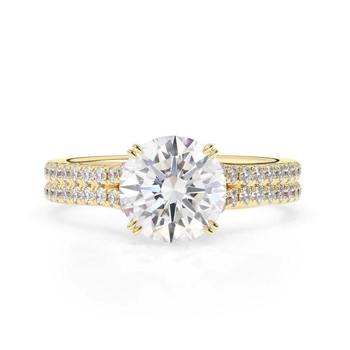 2.0 CT Round Cut Split Shank Moissanite Engagement Ring