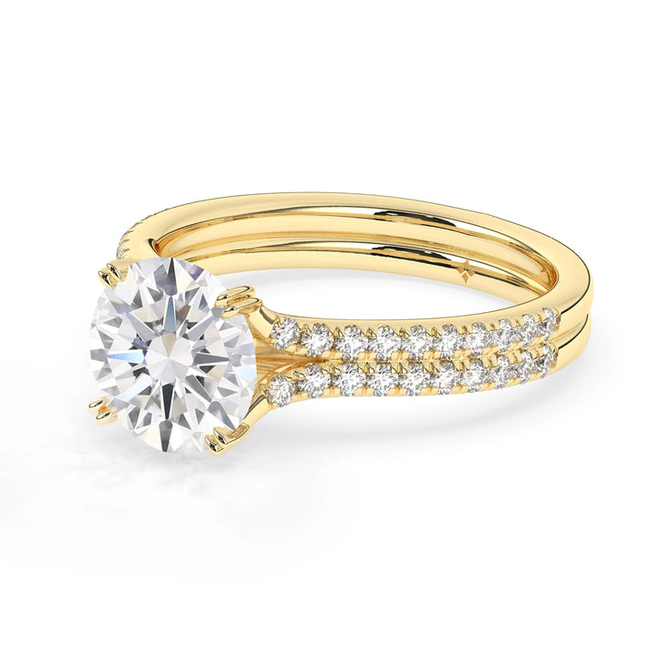 2.0 CT Round Cut Split Shank Moissanite Engagement Ring