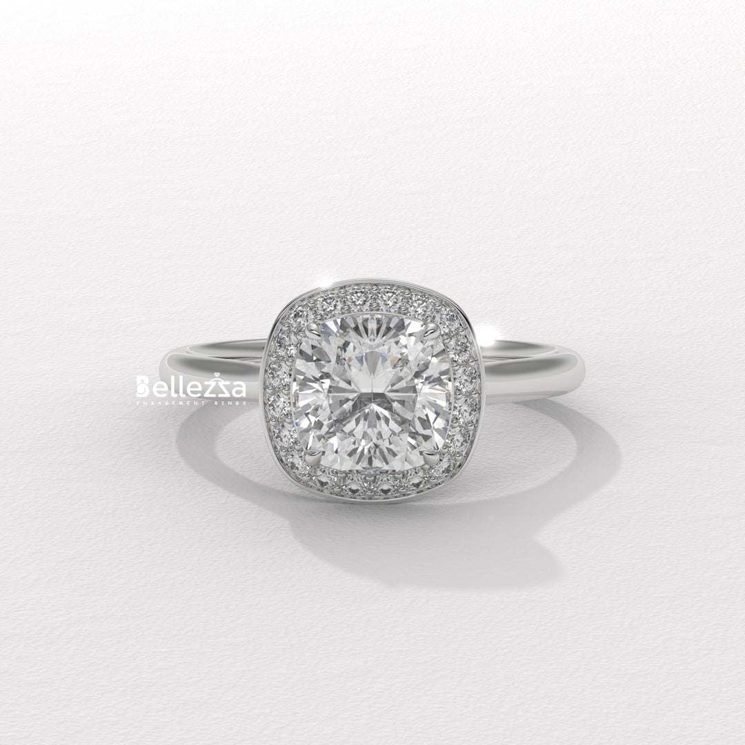 white gold cushion diamond ring