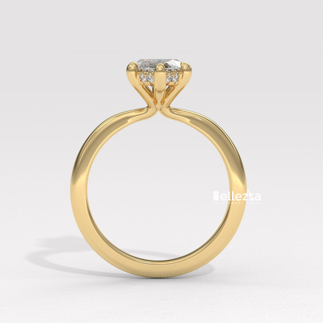 2.50-3.50CT Marquise Cut CVD Diamond Hidden Halo Engagement Ring