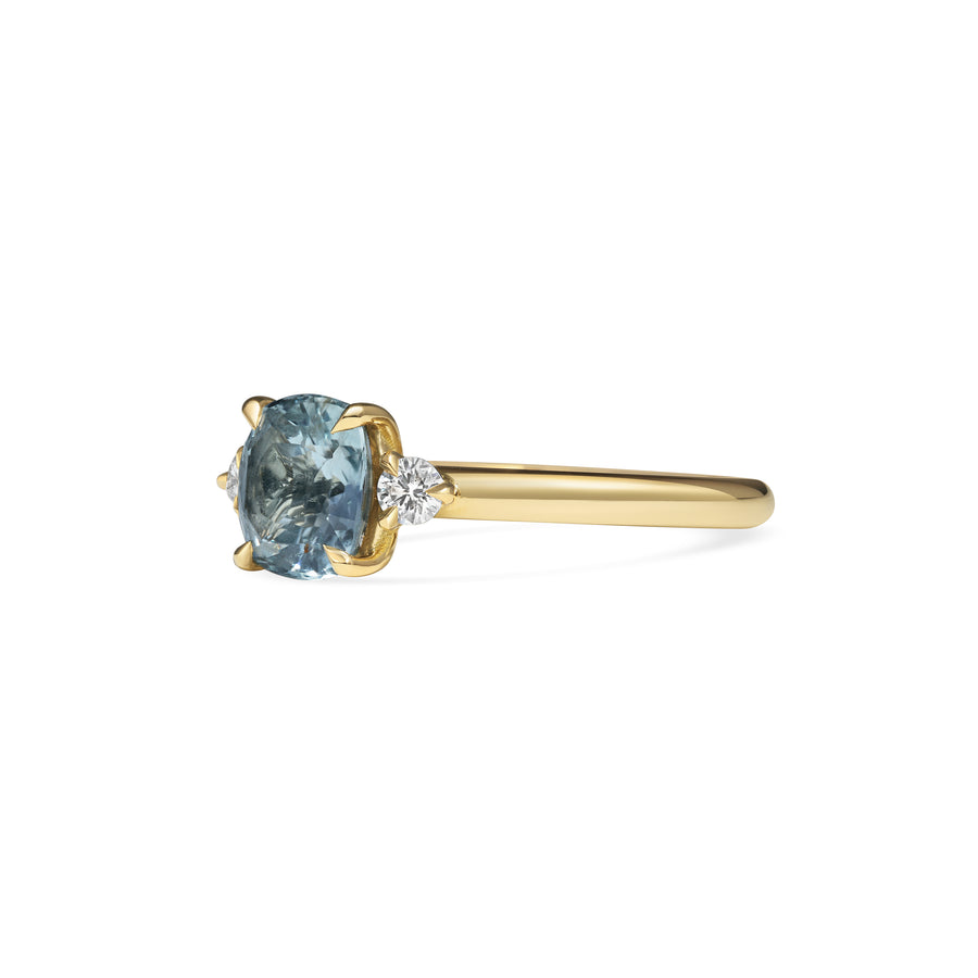 1.50CT Light Blue Cushion Cut Three Stone Lab Grown Engagement Ring