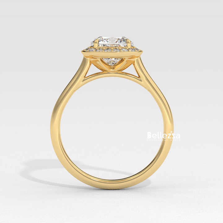 1.50-2.50CT Cushion Cut CVD Diamond Halo Setting Engagement Ring