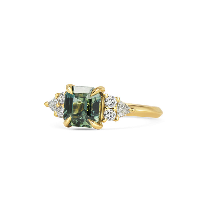 2.0CT Parti Sapphire Emerald Cut Three Stone Lab Grown Engagement Ring